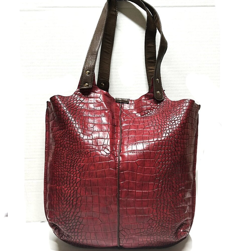 deep Red Croc Embossed shoulder bag
